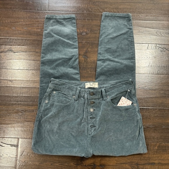 Free People Sun Chaser Corduroy Skinny‎ Morning Waves Pant Size 30 Women - Picture 4 of 12